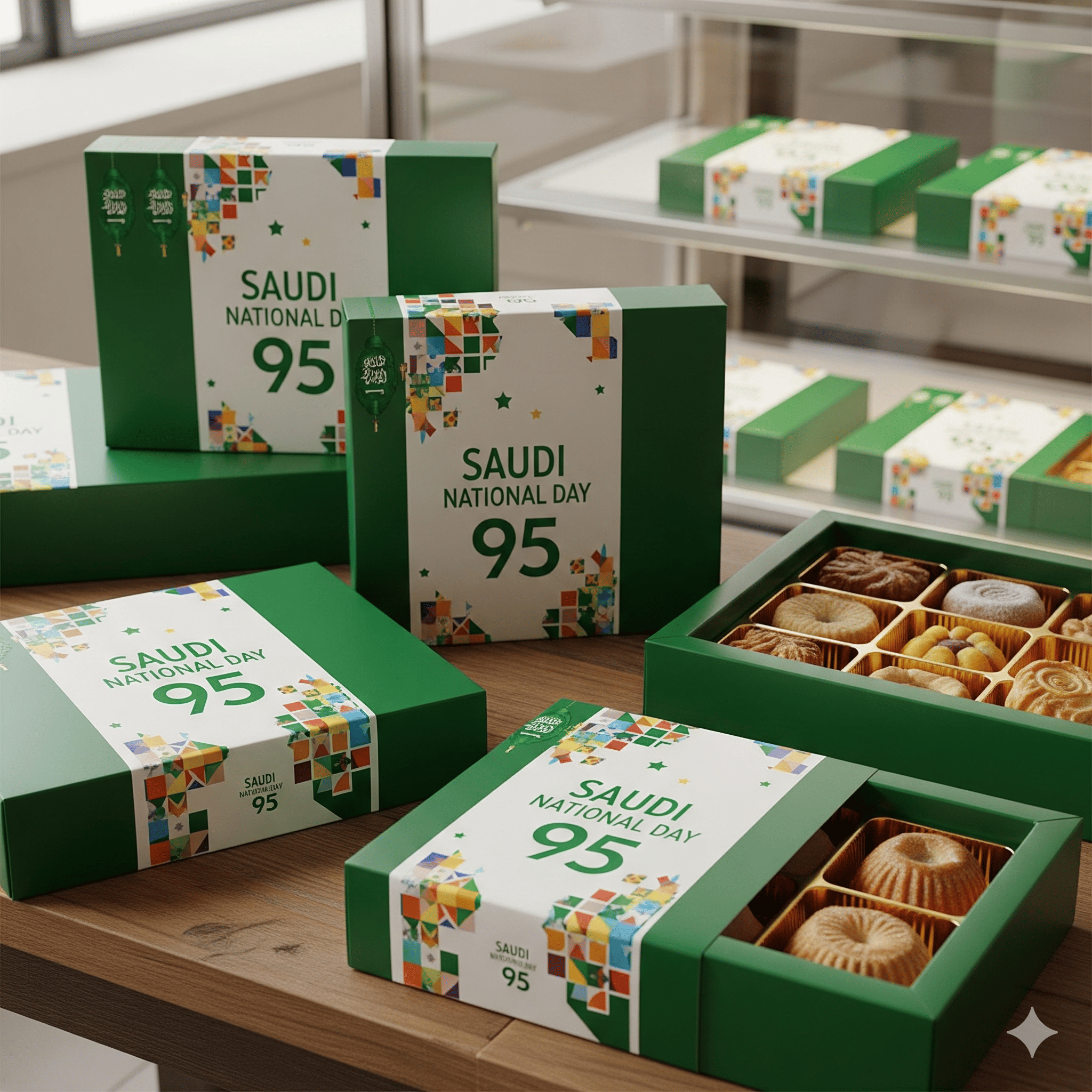 بوكسات اليوم الوطني السعودي 95 - علب هدايا وطنية مطبوعة